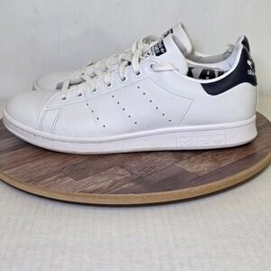 Adidas Stan Smith  Sneakers Womens 10.5 White Navy Blue Low Top Shoes Q47224
